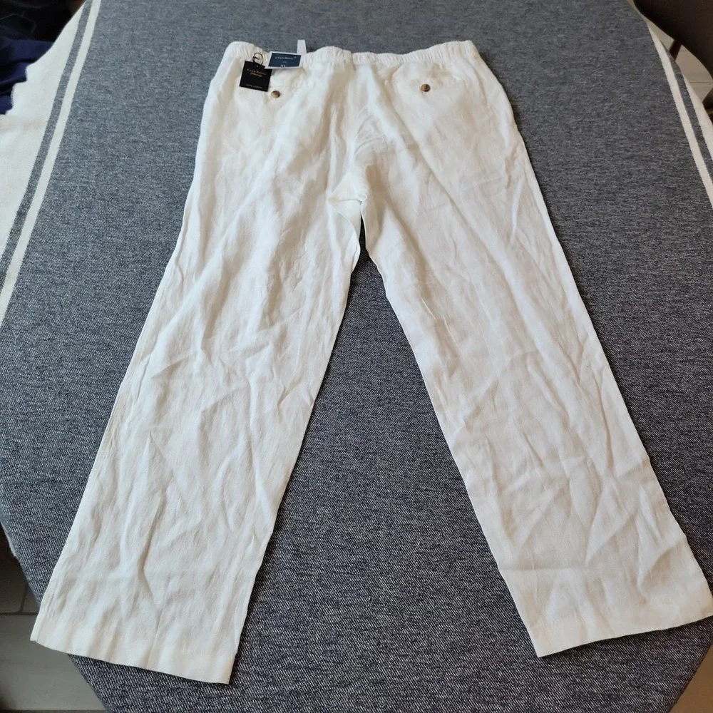 NWT Club Room Luxury Pants Men's XL Linen White Drawstring Beach Preppy Casual